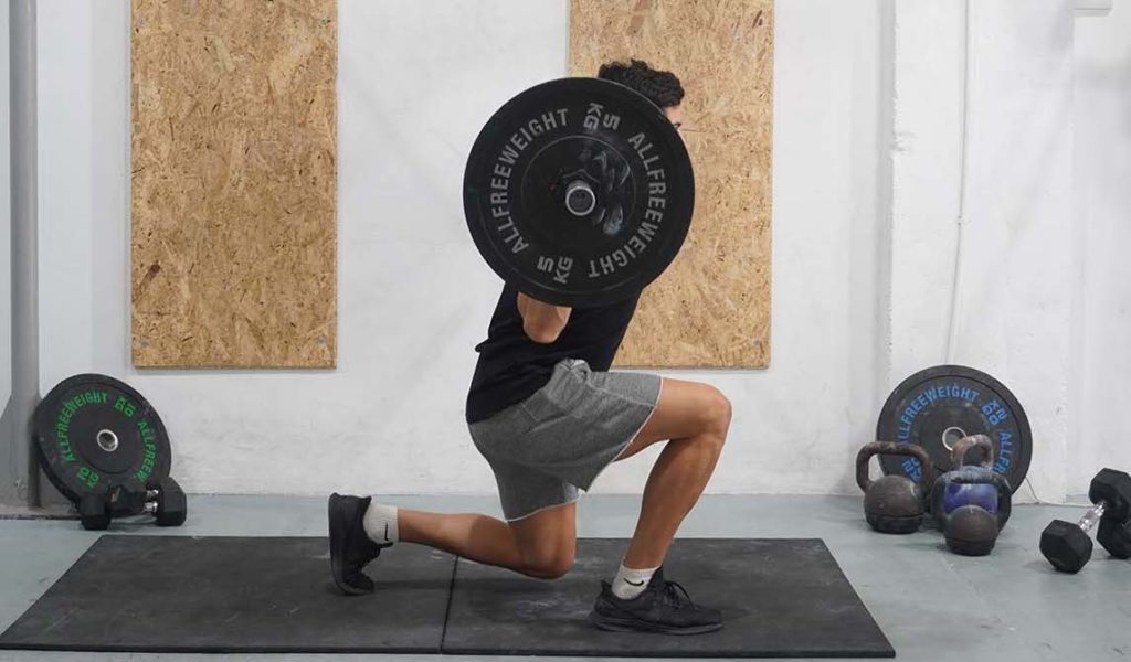 man lunge barbell Reverse Lunge 