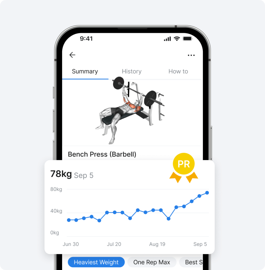 A look at the Hevy app's progress-tracking options