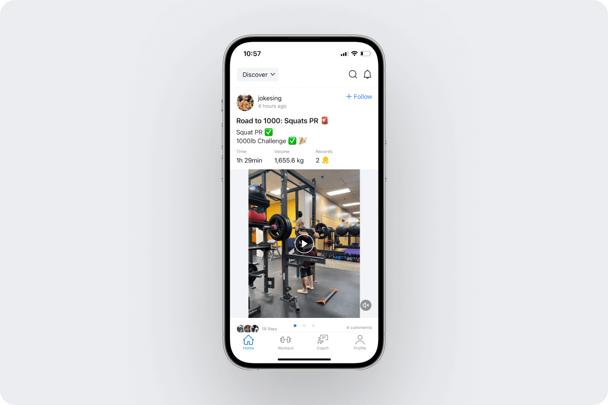 an overview of a Hevy user's workout that appears in the app's discovery section